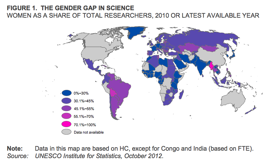 A Map Of The Gender Gap In Science Around The Globe The Atlantic